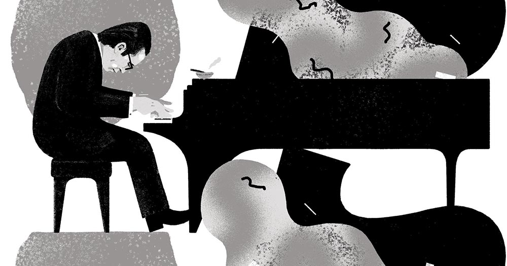 Illustrasjon: Sveinung Sudbø. Laget til en artikkel om Bill Evans og 
